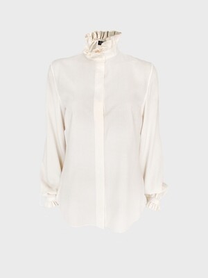 RUFFLE SILK BLOUSE IN CHAMPENOISE RUFFLE SILK BLOUSE IN CHAMPENOISE