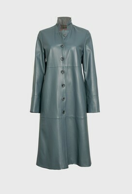 FITTED LEATHER COAT IN GREYED BLUE FITTED LEATHER COAT IN GREYED BLUE