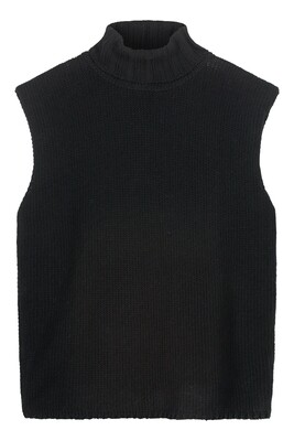 KNITTED SLEEVELESS TOP WITH TURTLE NECK IN BLACK