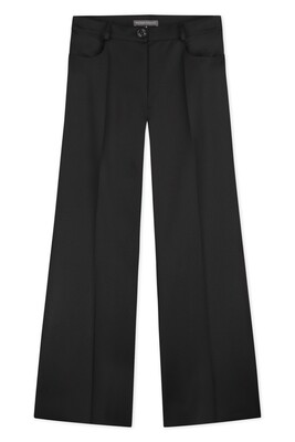 straight leg trousers black twill wool