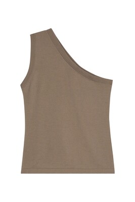 KNITTED TOP ONE SHOULDER IN TAUPE