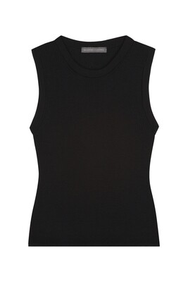 KNITTED TANK TOP 2/2 RIB IN BLACK