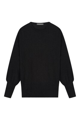alpaca sweater puff sleeves in black