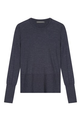 fitted jumper round neck in greyed blue