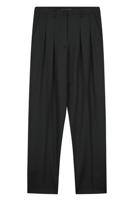 pleated trousers in black wool