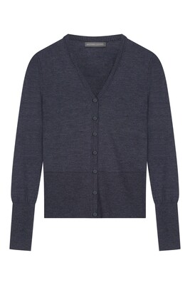 fitted cardigan in greyed blue