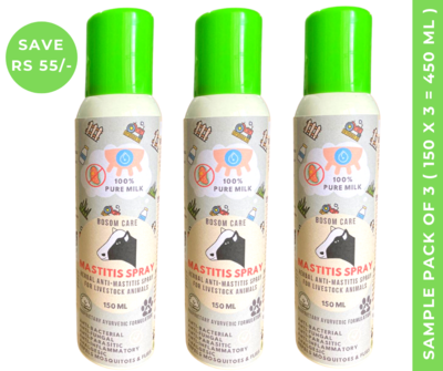 Bosomcare Mastitis Spray - Herbal Topical Anti-Mastitis Spray for Livestock & Farm Animals - 150ml (Box of 3 Sprays)