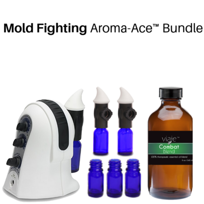 Mold Fighting Aroma-Ace™ Bundle (+30 ml Atomizer, 30 ml Bottles/Lids 3-PK, Premixed Combat Blend 8 oz)