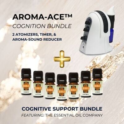 Aroma-Ace™ COGNITION BUNDLE Bundle [2 Atomizers, Timer, Aroma-Sound Reducer + 7 Essential Oils (15ml Bottles)]