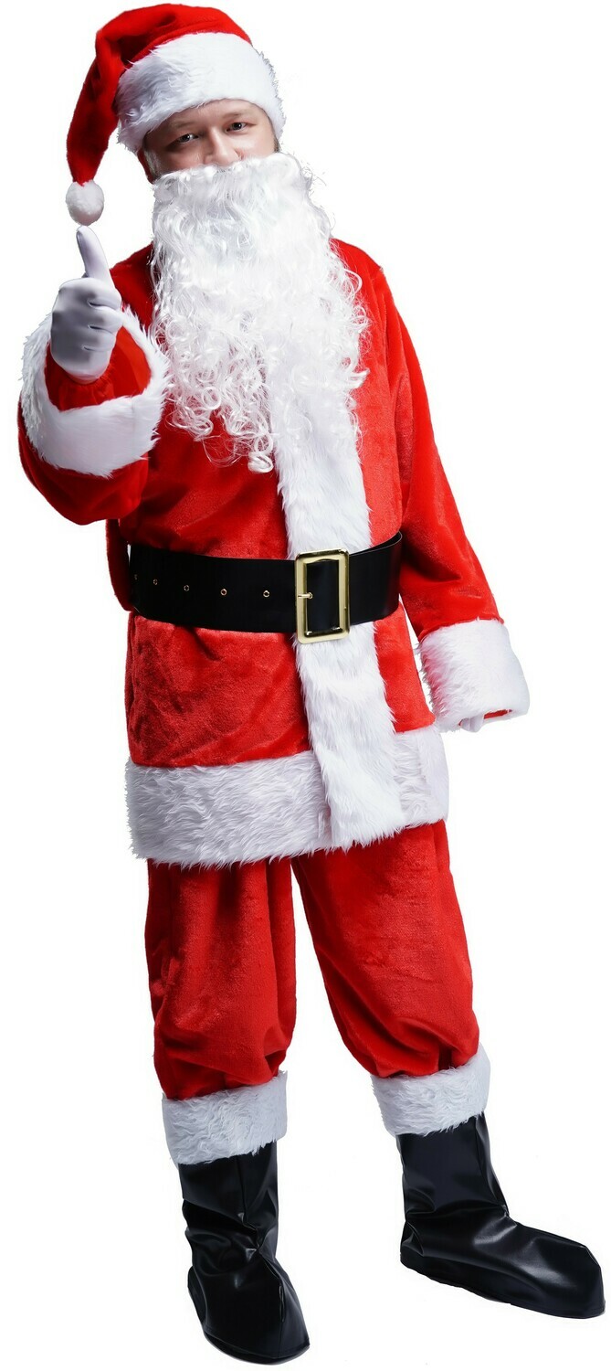 Deluxe Plush Santa Claus Costume - 7 Piece Set