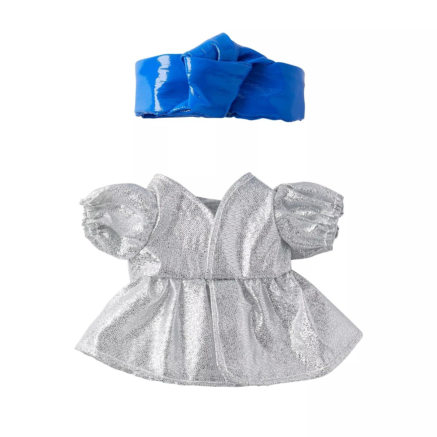 nuiMOs Silver Dress with Blue Headband Outfit Set
