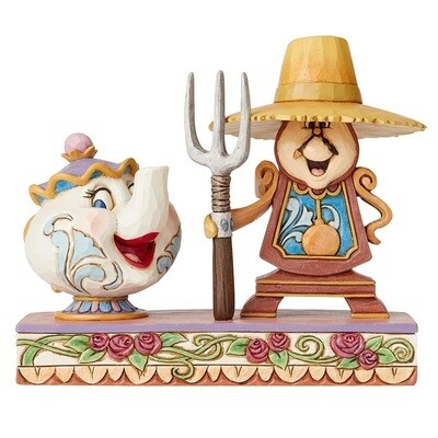 Disney Traditions by Jim Shore - Mrs Potts and Cogsworth - Working Around the Clock