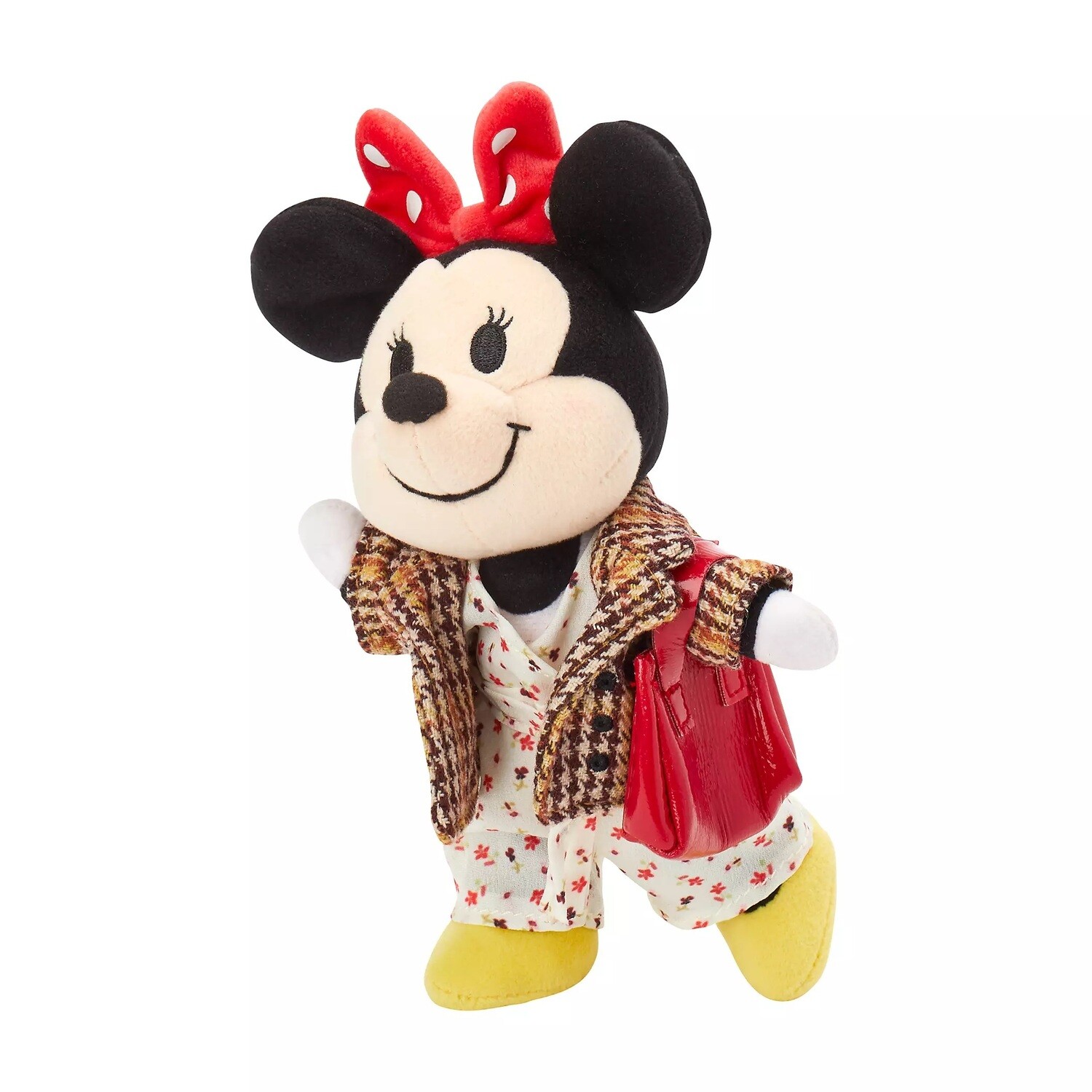 nuiMOs Outfit Floral Jumpsuit and Paid Blazer with Red Purse Set