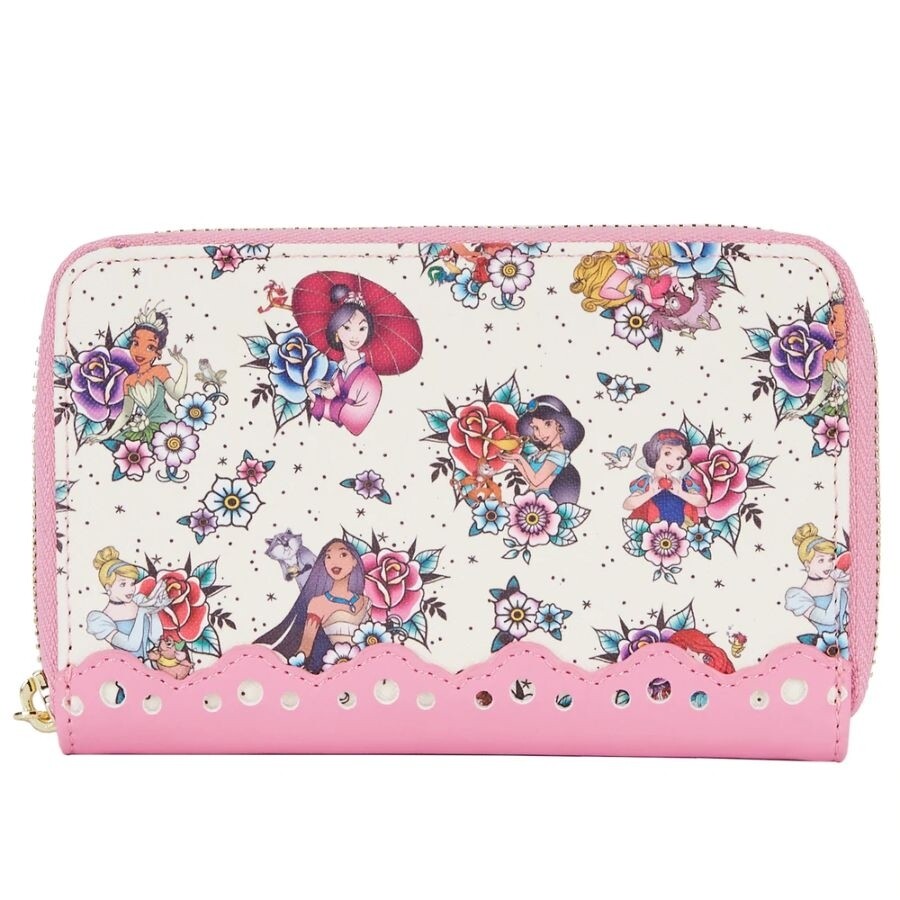 Loungefly Disney Princess - Floral Tattoo Zip Purse Wallet