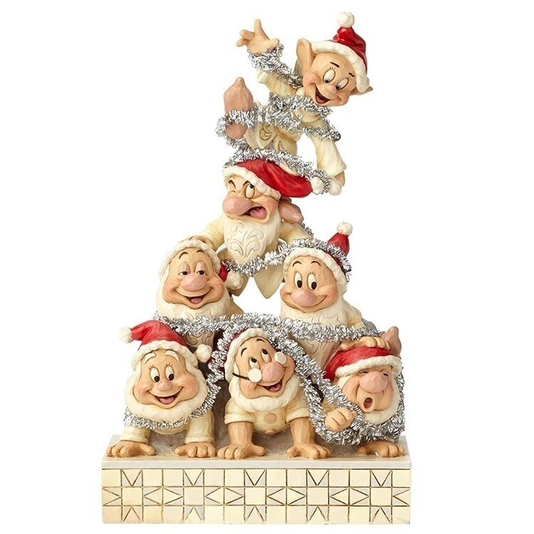 Disney Traditions by Jim Shore -  Snow White and the Seven Dwarfs - White Woodland - Precarious Pyramid