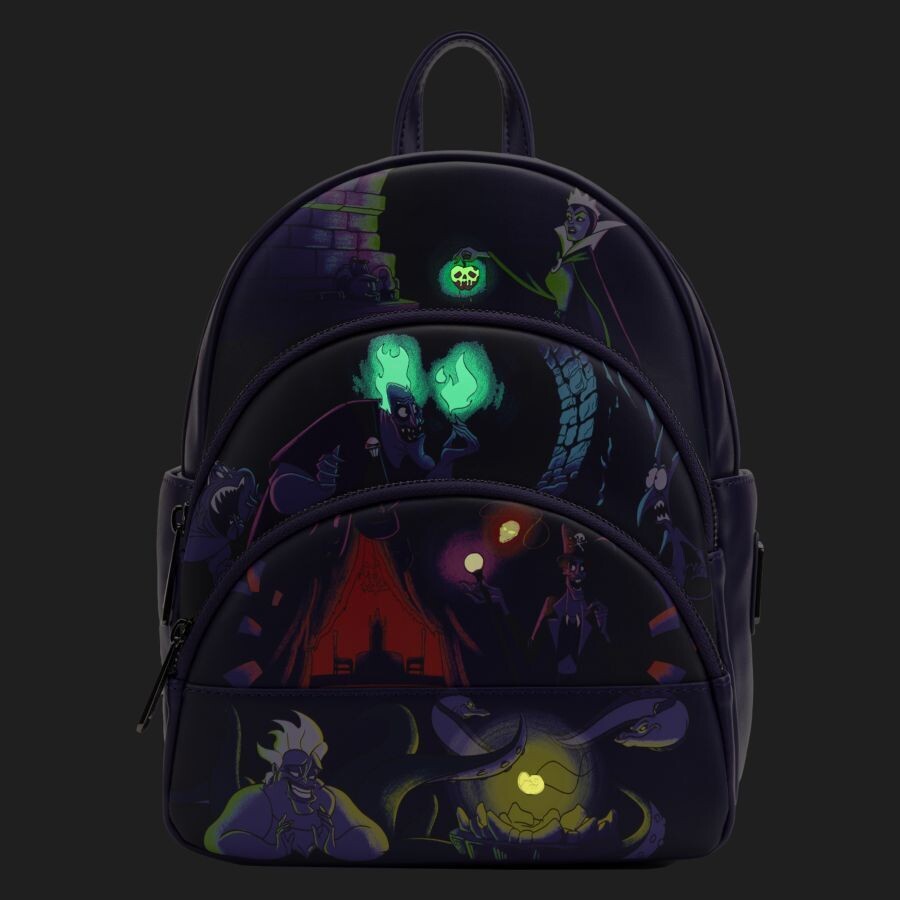 Loungefly Disney Villains Triple Pocket Glow in the Dark Mini Backpack