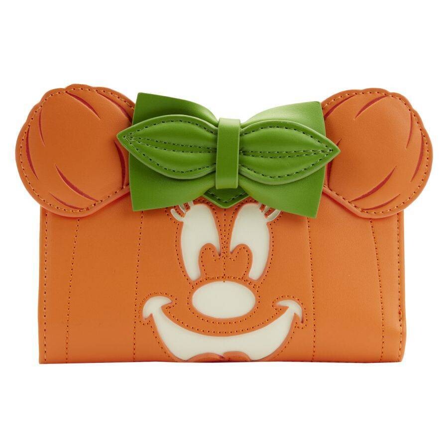 Loungefly Minnie Mouse Pumpkin Glow Face Flap Purse