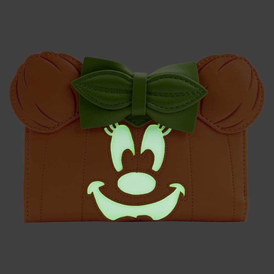 Loungefly Minnie Mouse Pumpkin Glow Face Flap Purse
