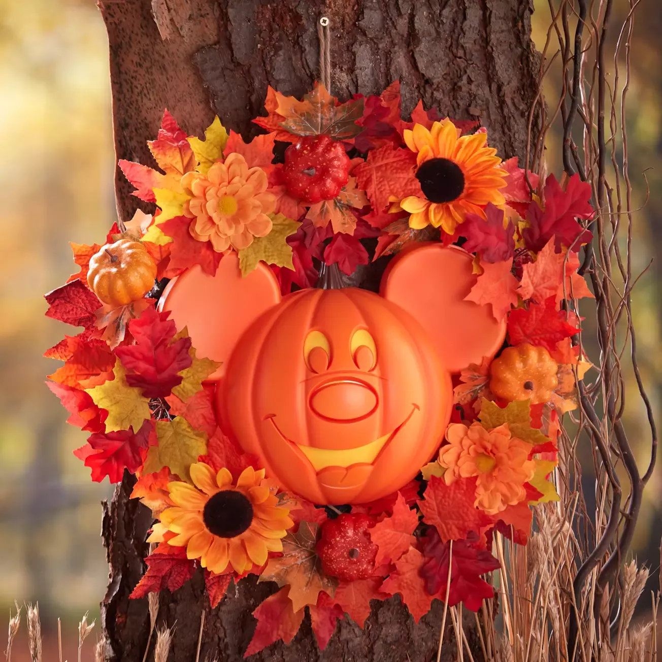 Mickey Mouse Jack-o'-Lantern Halloween Wreath