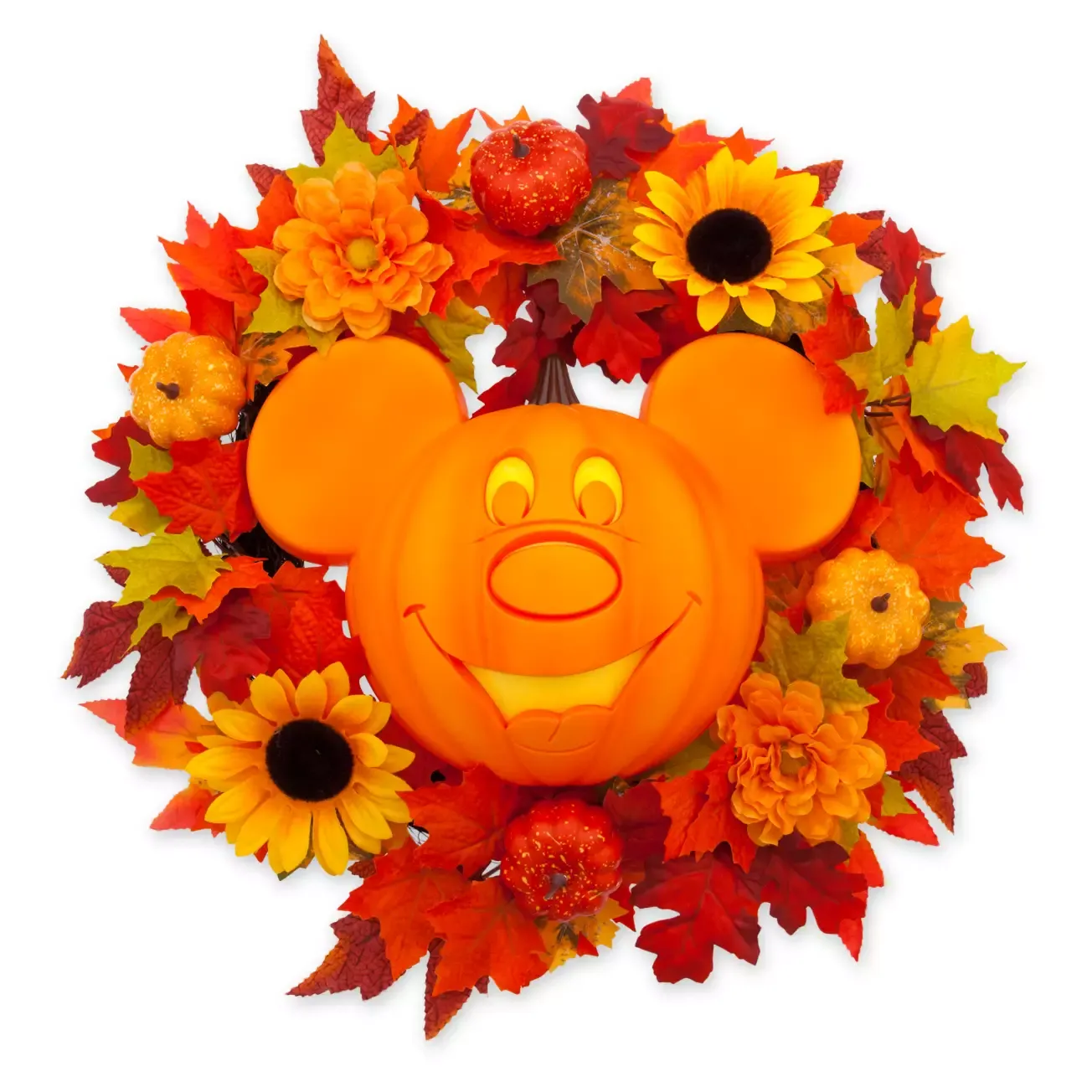 Mickey Mouse Jack-o&#39;-Lantern Halloween Wreath