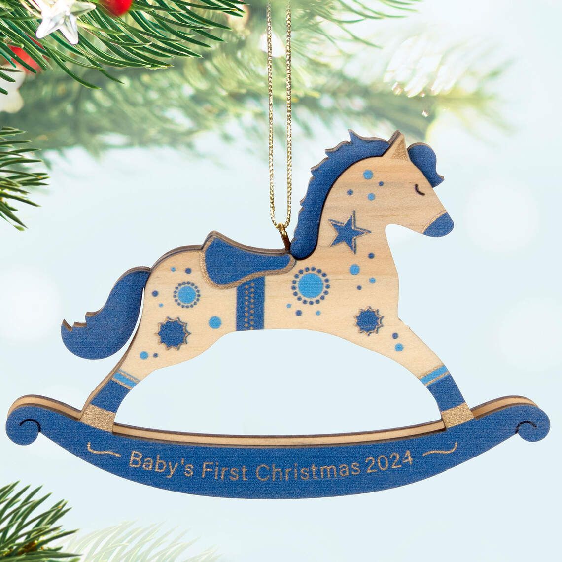 2024 Hallmark Keepsake Ornament - Baby Boy's First Christmas Rocking Horse Wood