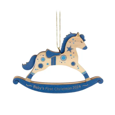2024 Hallmark Keepsake Ornament - Baby Boy&#39;s First Christmas Rocking Horse Wood