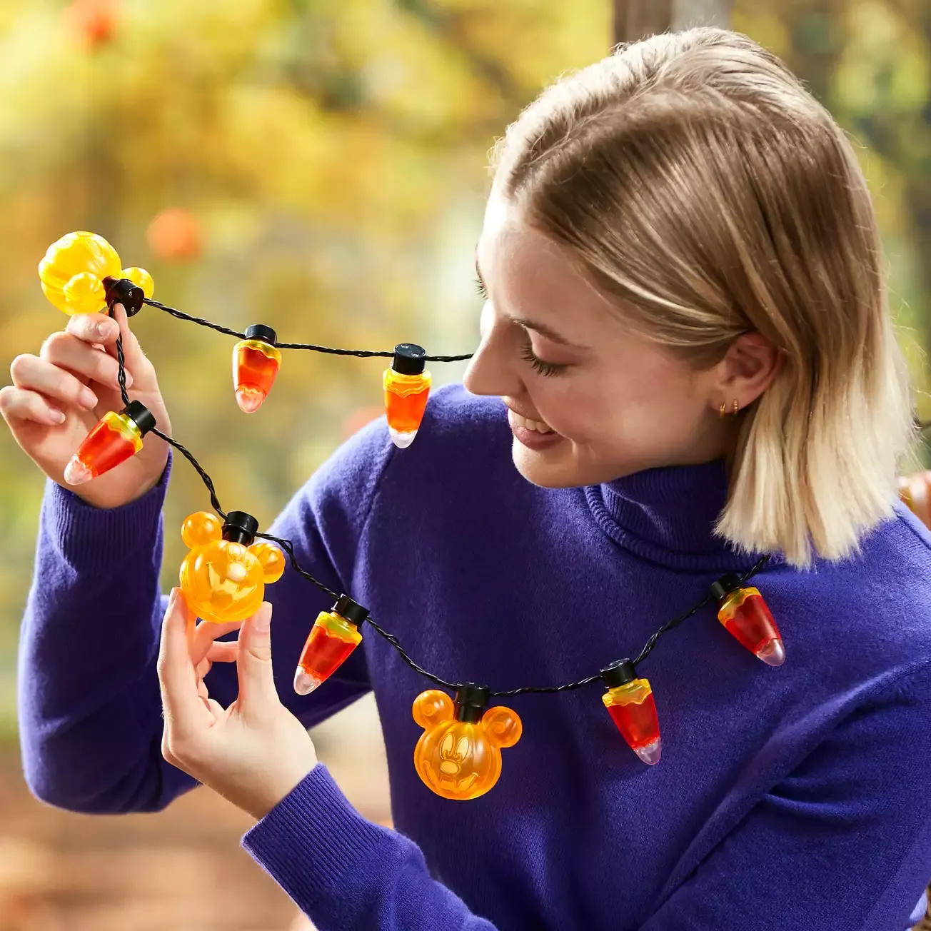 Mickey Mouse Jack-o'-Lantern Halloween Glow Necklace