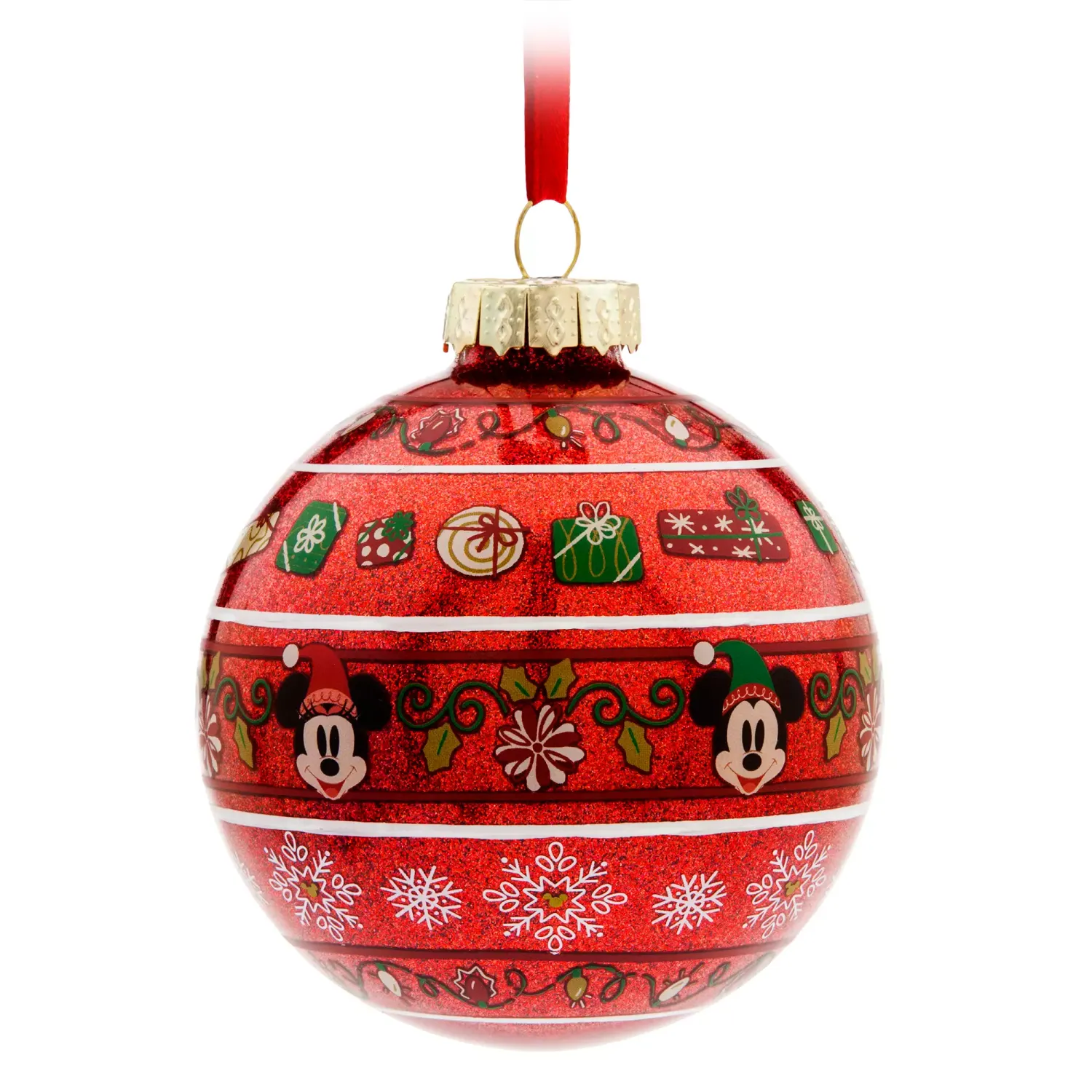 Mickey and Minnie Mouse Glass Ball Ornament Set