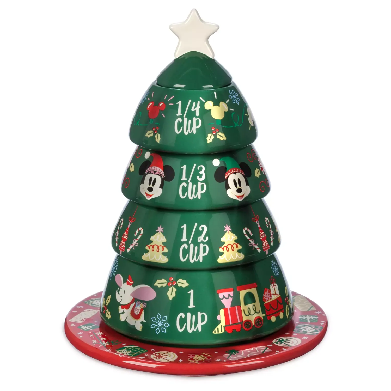 Mickey and Minnie Mouse Christmas Tree Stacking Measuring Cup Set