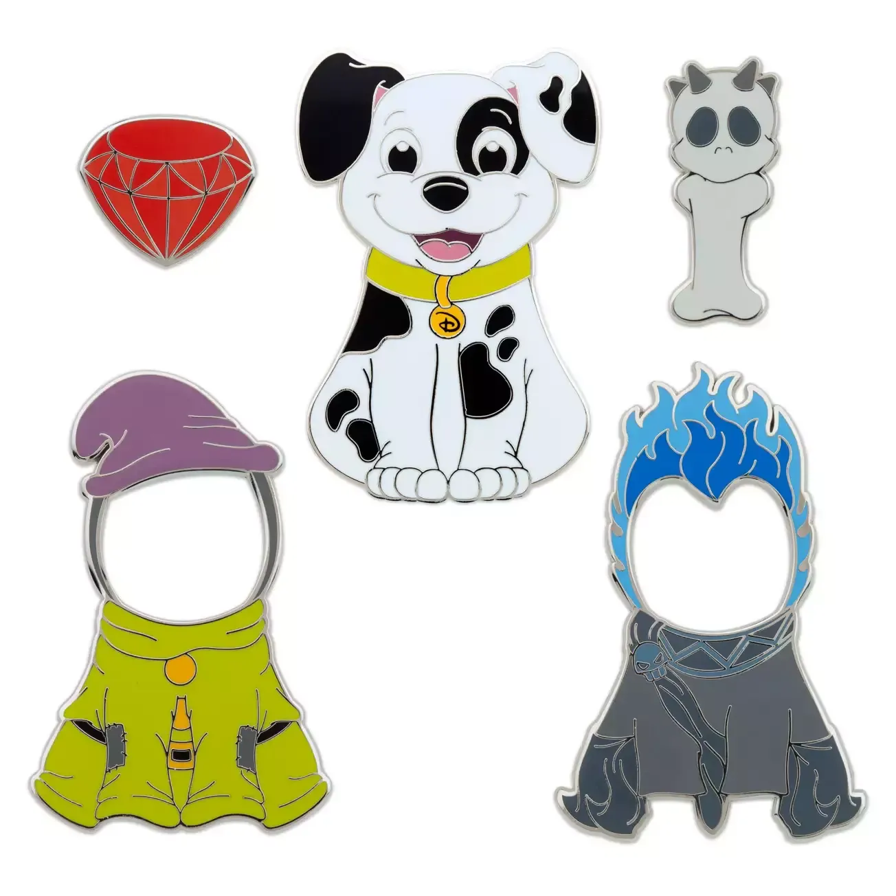 Disney Pets Outfits Patch Pin Set with Hades and Dopey Costumes