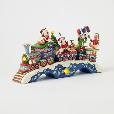 Disney Traditions by Jim Shore - Mickey &amp; Friends LED Musical Christmas Train -  Christmas Cheer On Track