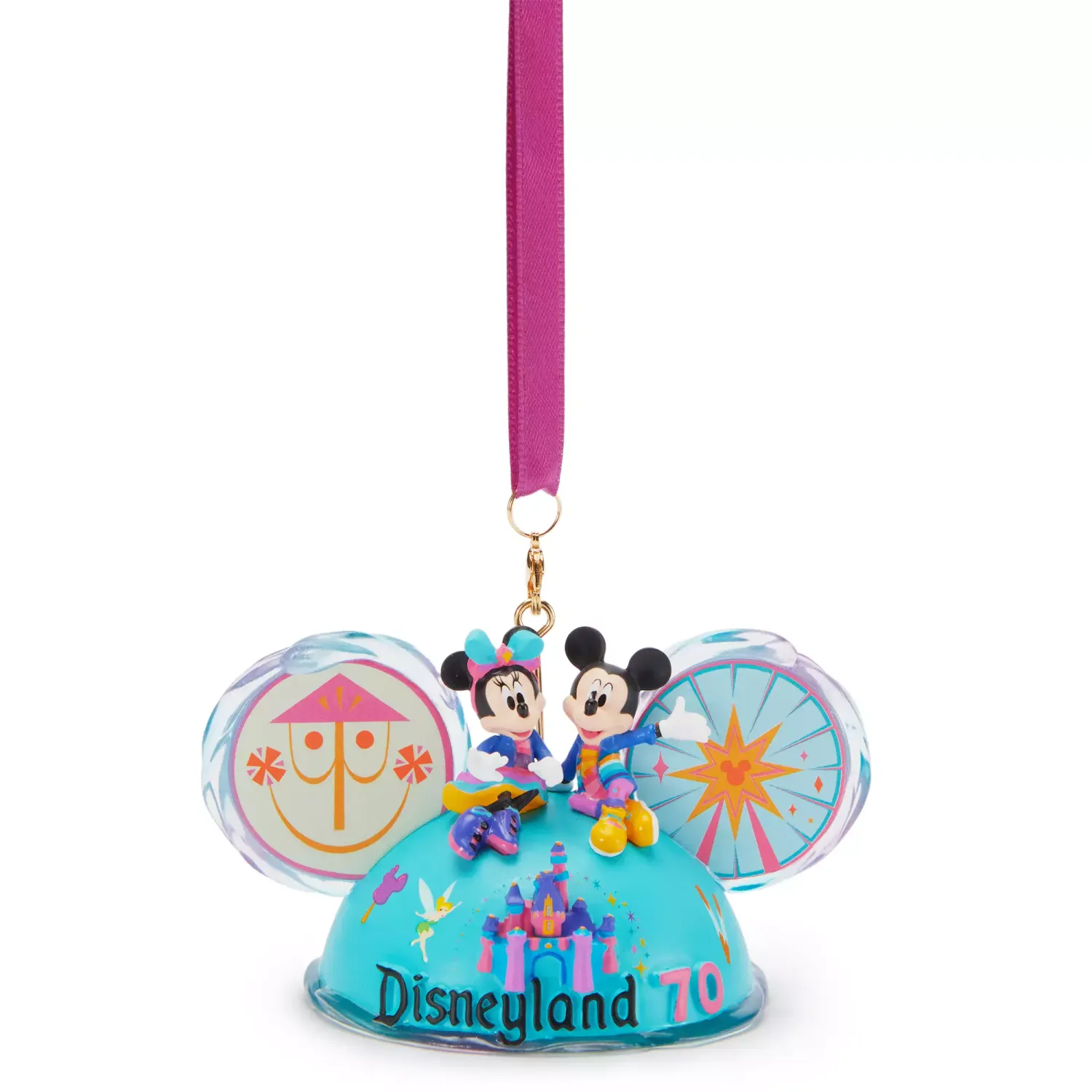 Disneyland 70th Anniversary - Mickey and Minnie Mouse Ear Hat Ornament