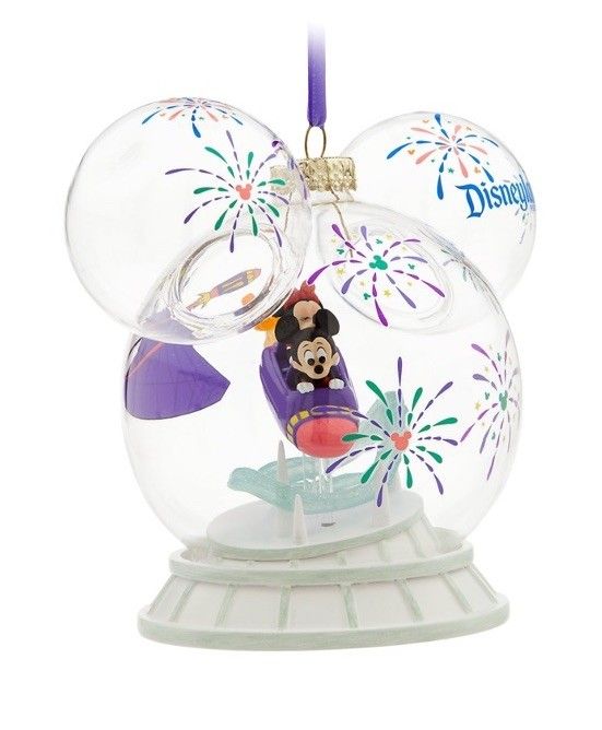 Mickey and Minnie Mouse Icon Glass Ball Ornament – Space Mountain – Disneyland