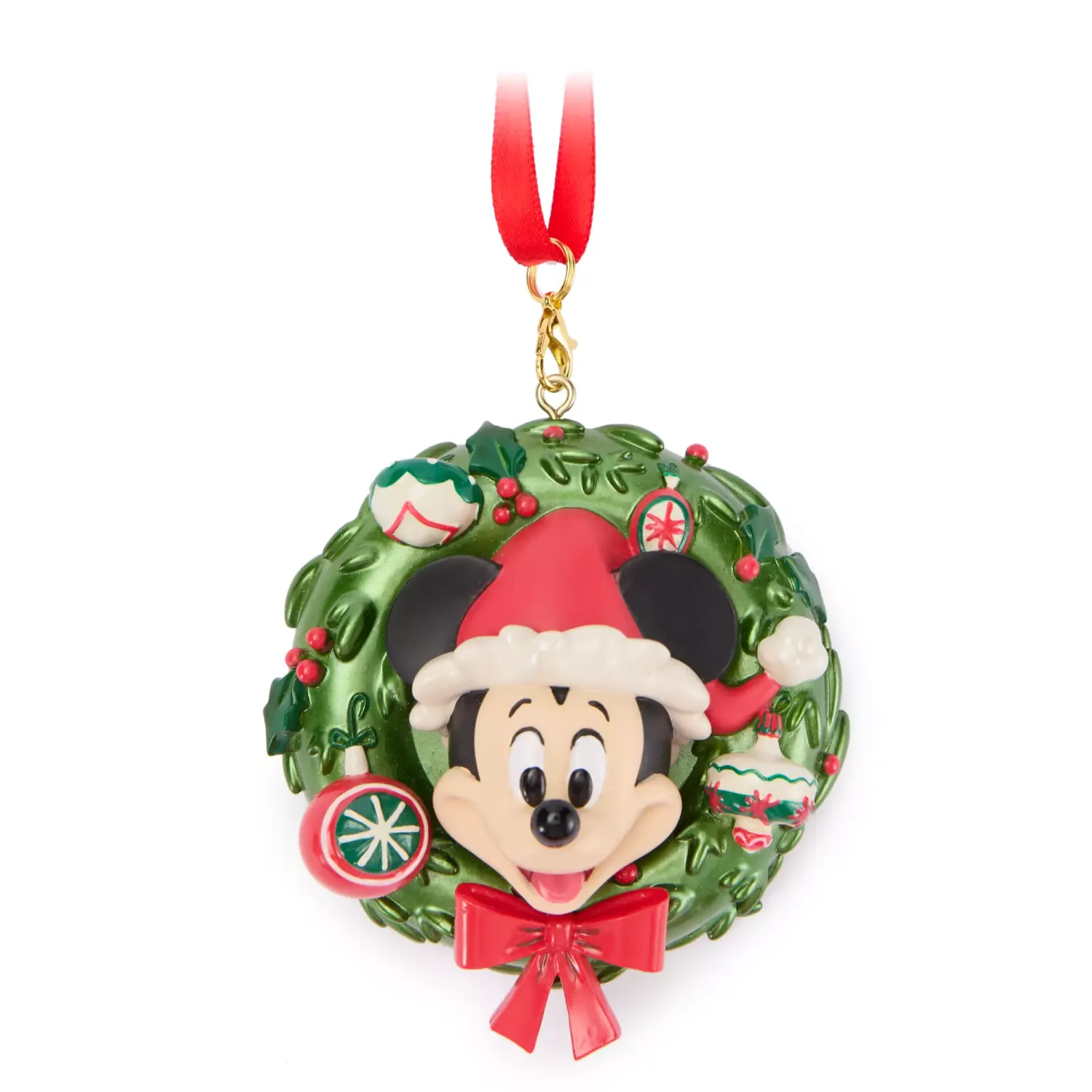 Santa Mickey Mouse Holiday Wreath Ornament