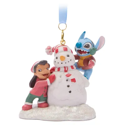 Lilo &amp; Stitch with Snowman Sketchbook Ornament
