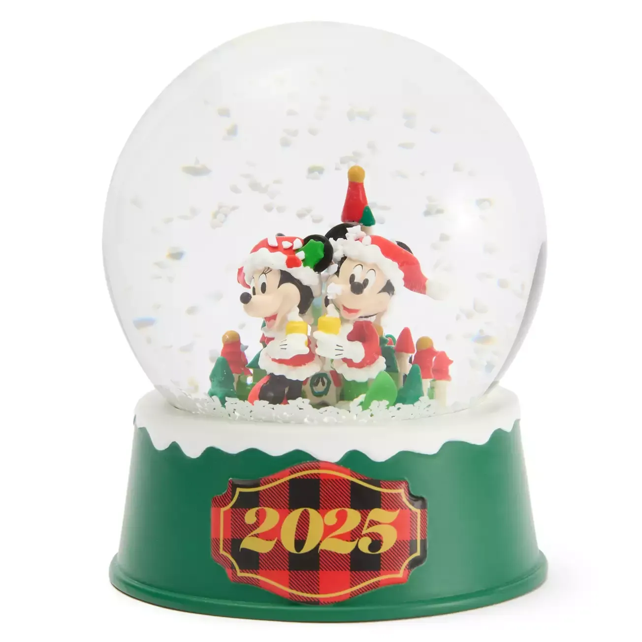 Santa Mickey and Minnie Mouse Fantasyland Castle Holiday Snow Globe
