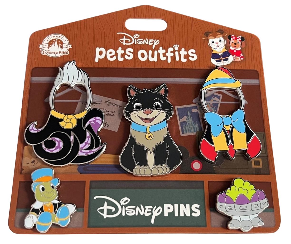 Disney Pets Outfits Lucifer Pin Set with Ursula and Pinocchio Costumes