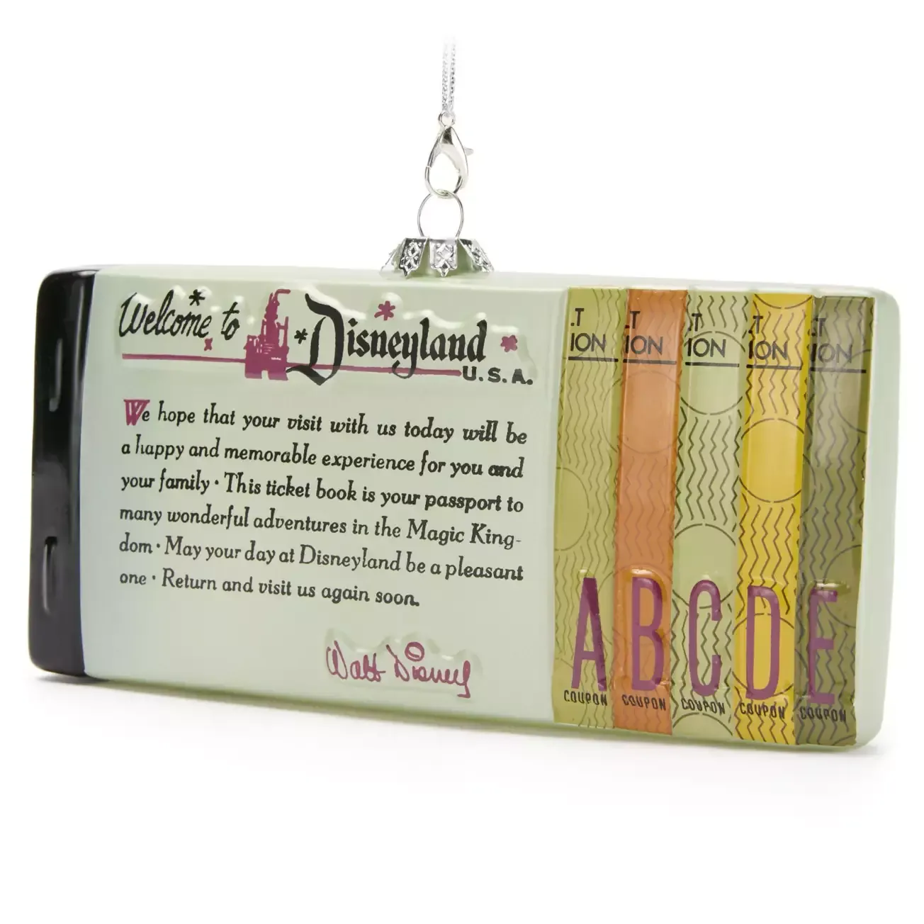 Disneyland Ticket Book Blown Glass Ornament – Disneyland 70th Anniversary – Limited Release