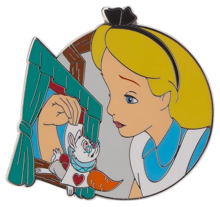 Alice &amp; White Rabbit Pin