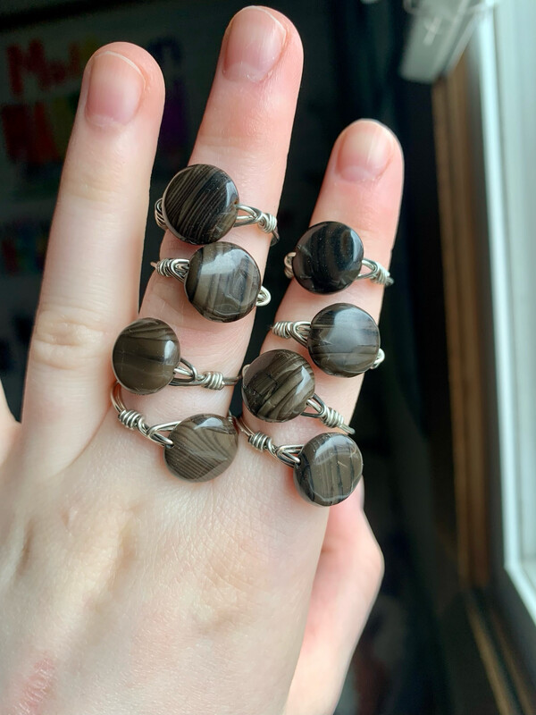 Black Jasper Silver Rings