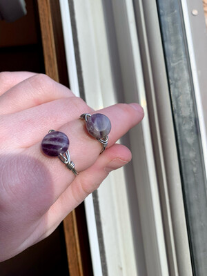 Amethyst Round Bead Silver Rings
