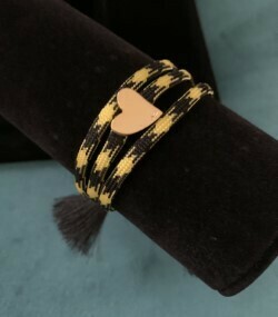 Black and Yellow Heart Lace Bracelet
