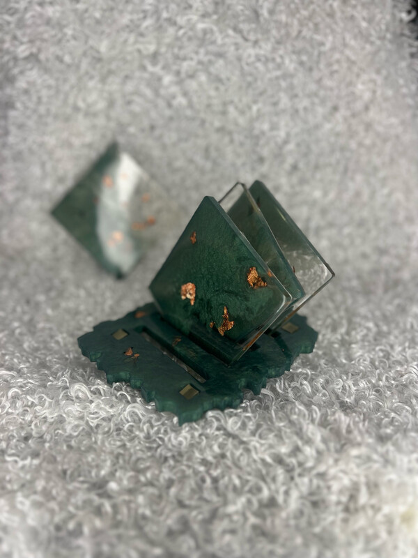 Green & Gold Coaster Set