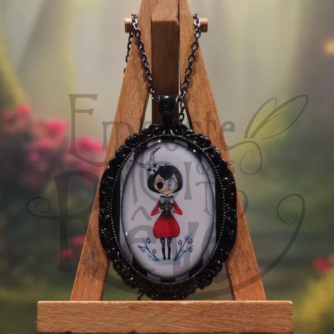 Sautoir Médaillon Lapin (métal noir)