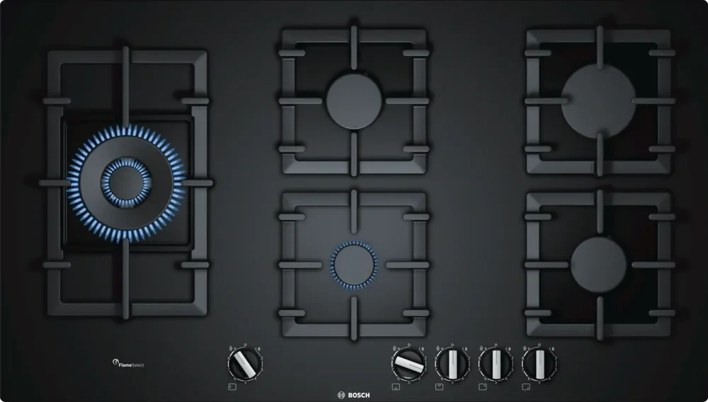 Serie 6, Gas Hob, Tempered glass, Black