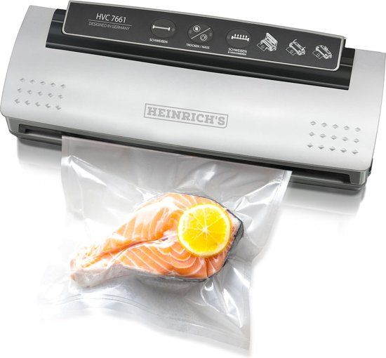 Heinrich&#39;s HVC 7661 vacuümmachine - vacuümverpakker - extra brede lasnaad - elektronische vacuümregeling - incl. 10 professionele vacuümzakken, 120 W