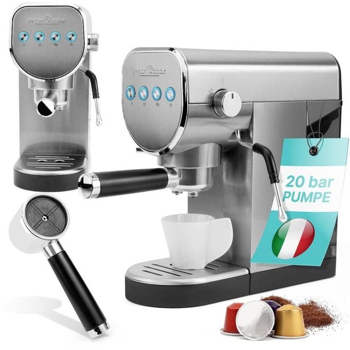 Profi Cook PC-ES/KA 1265 inox Espresso machine Stainless steel Cup volume=2 incl. frother nozzle