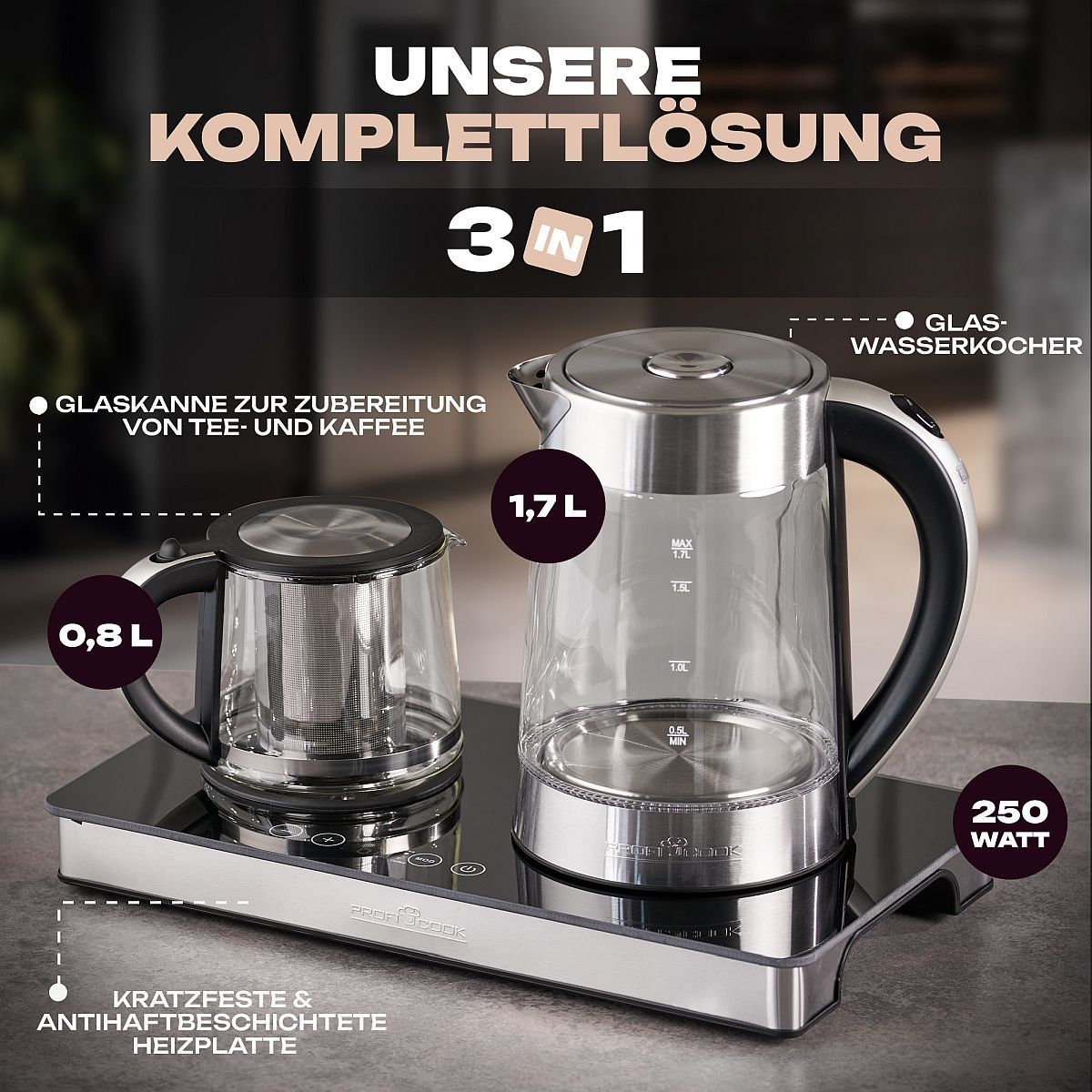 ProfiCook Tea/coffee station PC-TKS 1056 stainless steel/black