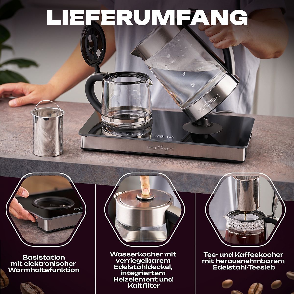 ProfiCook Tea/coffee station PC-TKS 1056 stainless steel/black