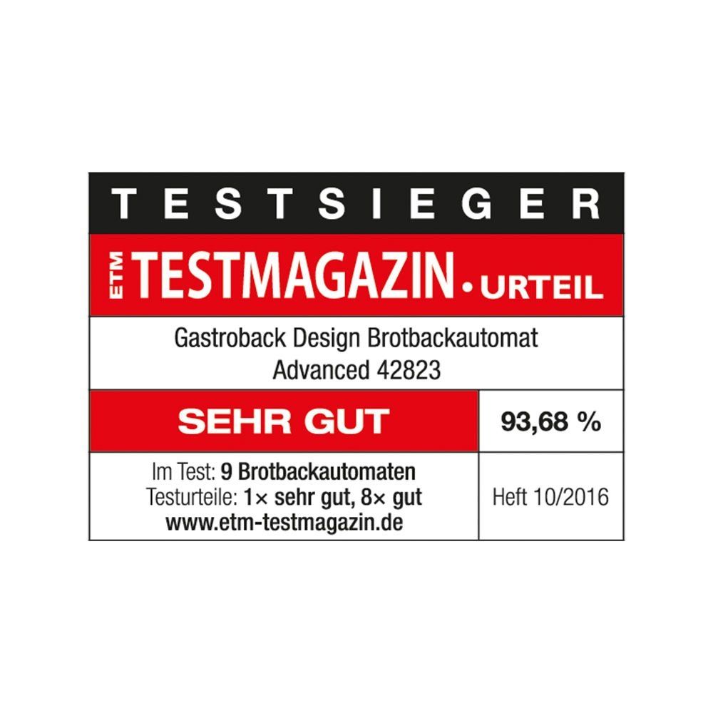 GASTROBACK Design Automatic Bread Maker Advanced, 18 programs for bread, dough, jam and yoghurt, Automatic ingredients box, 500 g, 750 g and 1000 g loafs of bread 42823